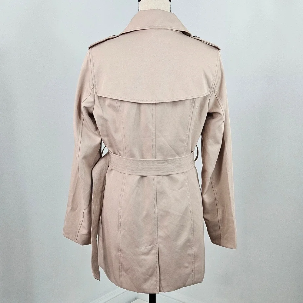 Lands' End Womens Tan Trench Coat NEW Size 4 Double Breasted Belted